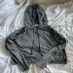dont ask why - cropped hoodie with slits on shoulders